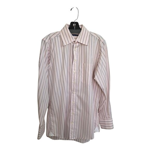 Arnold Brant Men’s Striped Dress Shirt Luxury Cotton Tailored Button-Up Size 15 - Picture 2 of 9